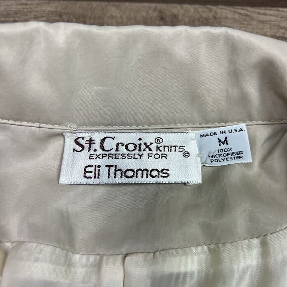 St. Croix Knits Eli Thomas Cream Jacket Full Zip Lightweight Microfiber USA Sz M - Picture 10 of 11